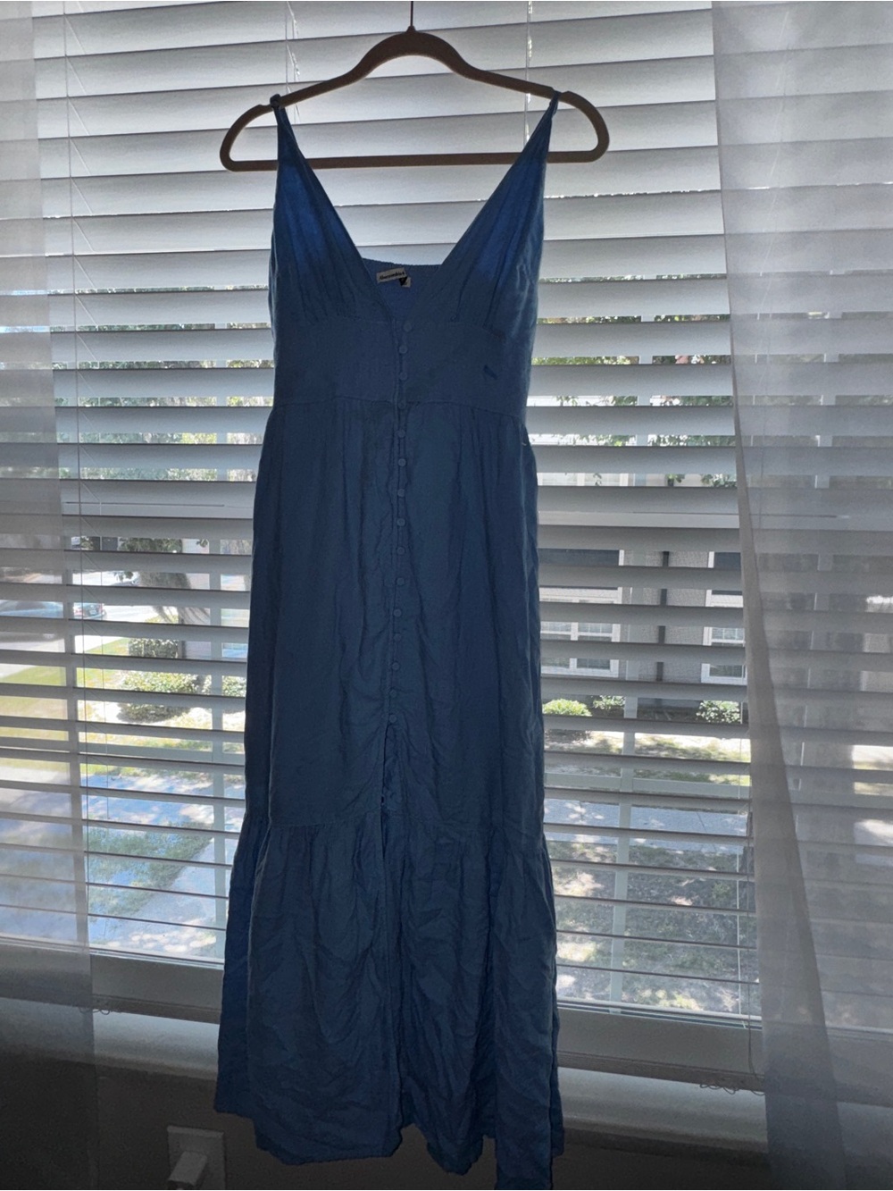Abercrombie & Fitch Deep Blue Button-Front Maxi Dress